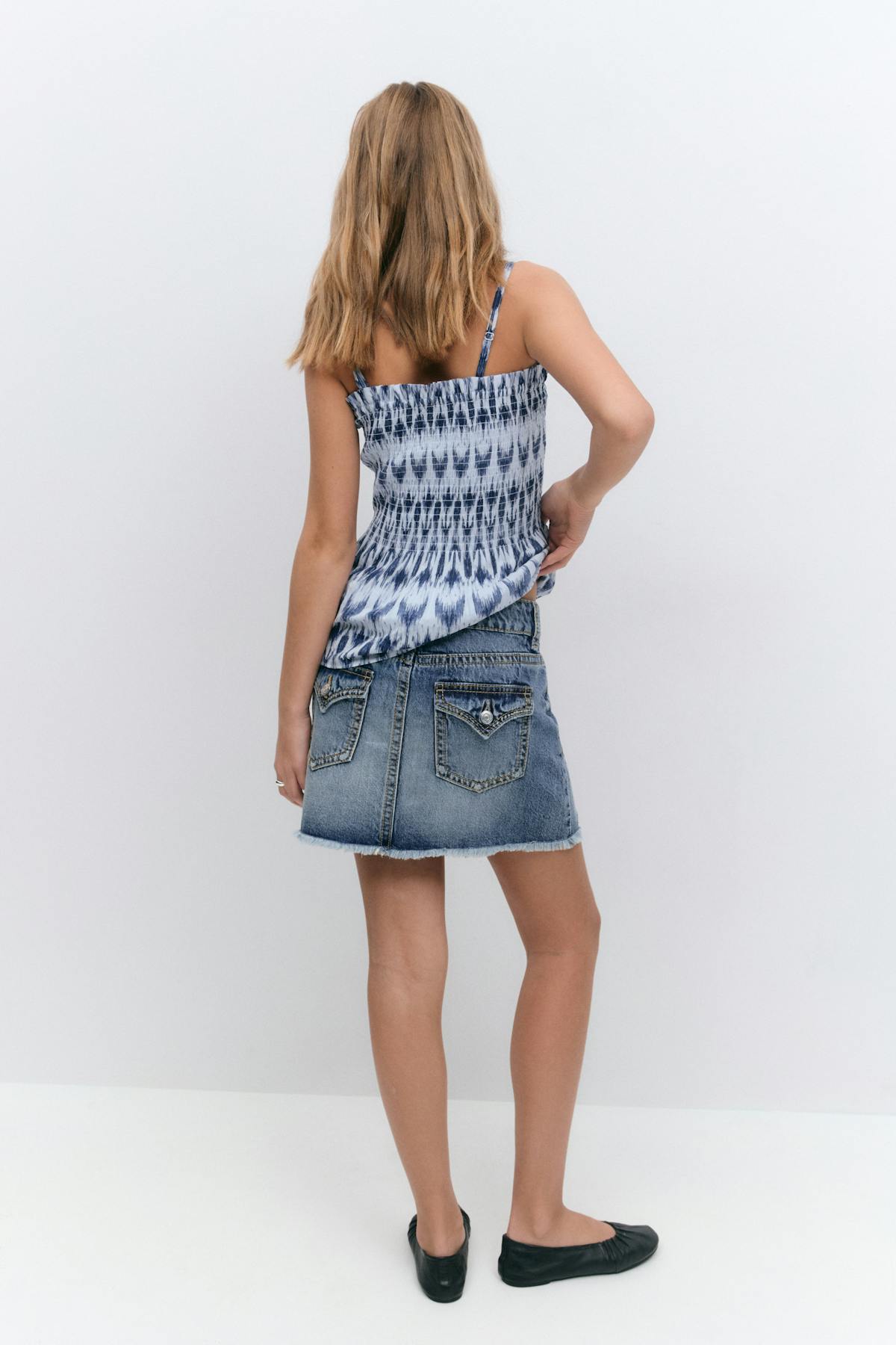 Y denim skirt - Mid blue