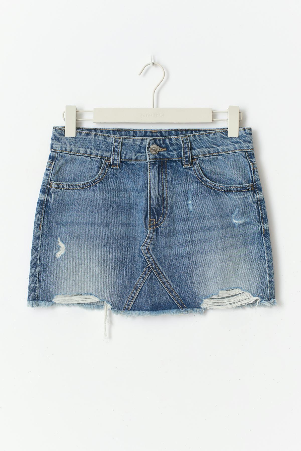 Y denim skirt - Mid blue