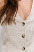 Halterneck tailored vest - Beige melange