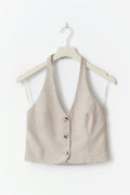 Halterneck tailored vest - Beige melange