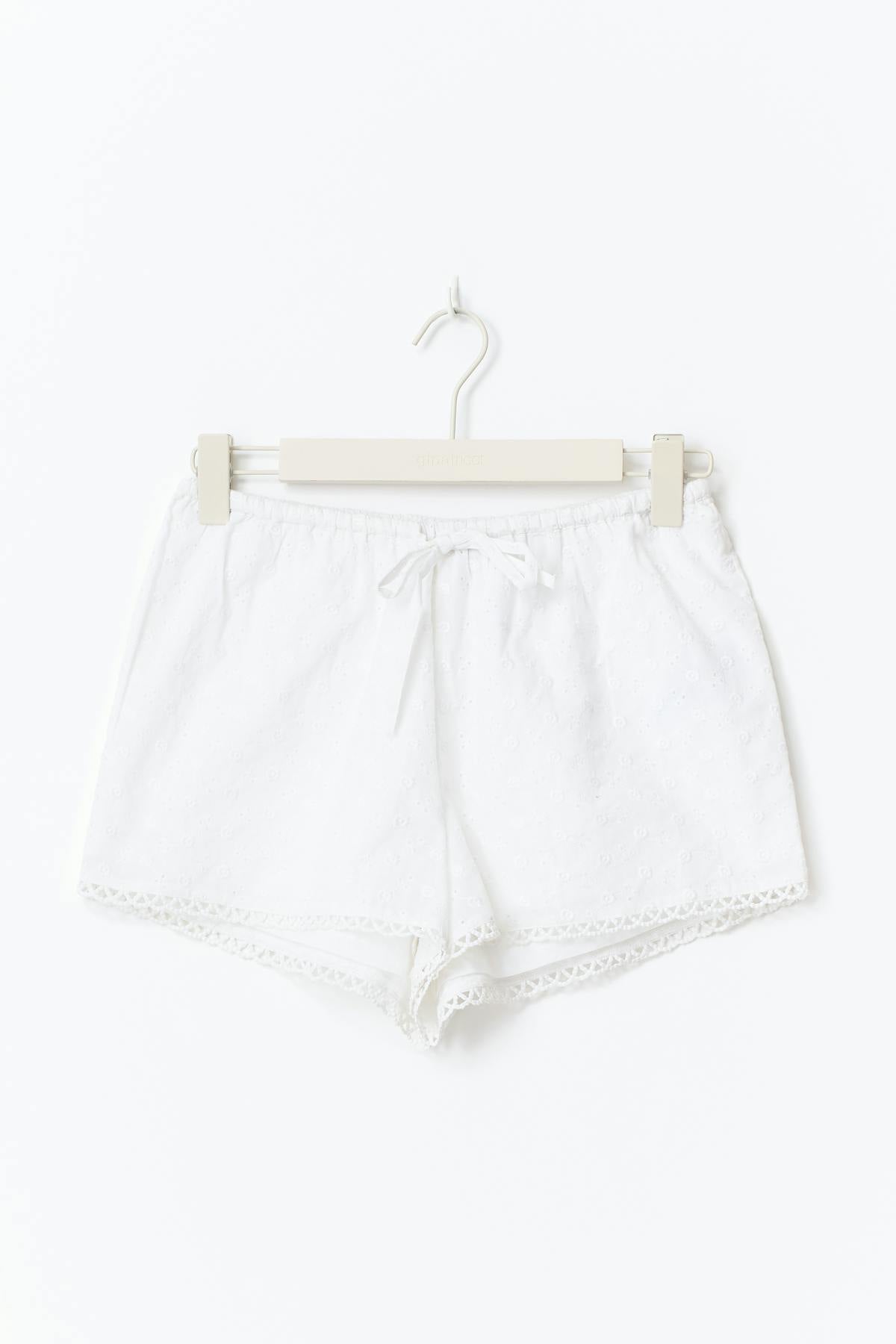 Broderie anglaise shorts - Blanc
