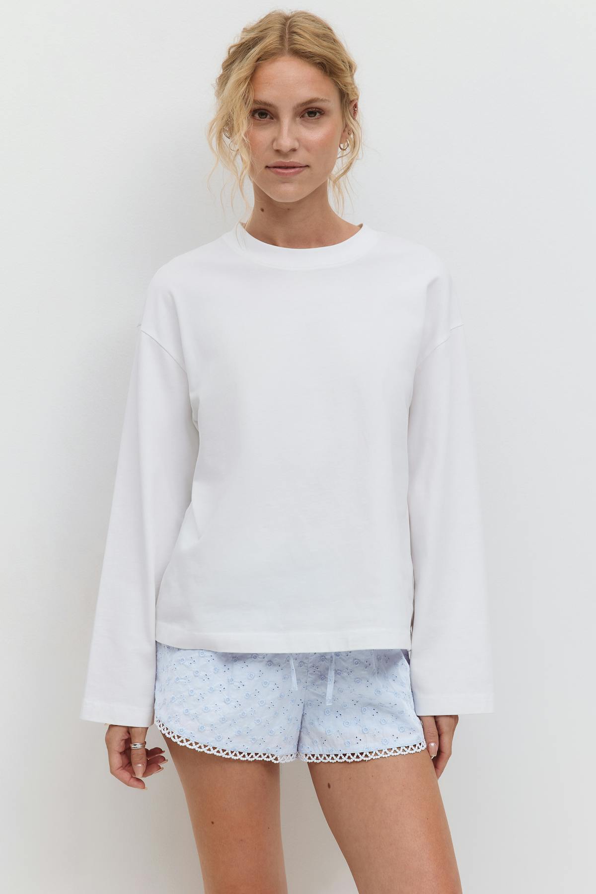 Broderie anglaise shorts - Blanc