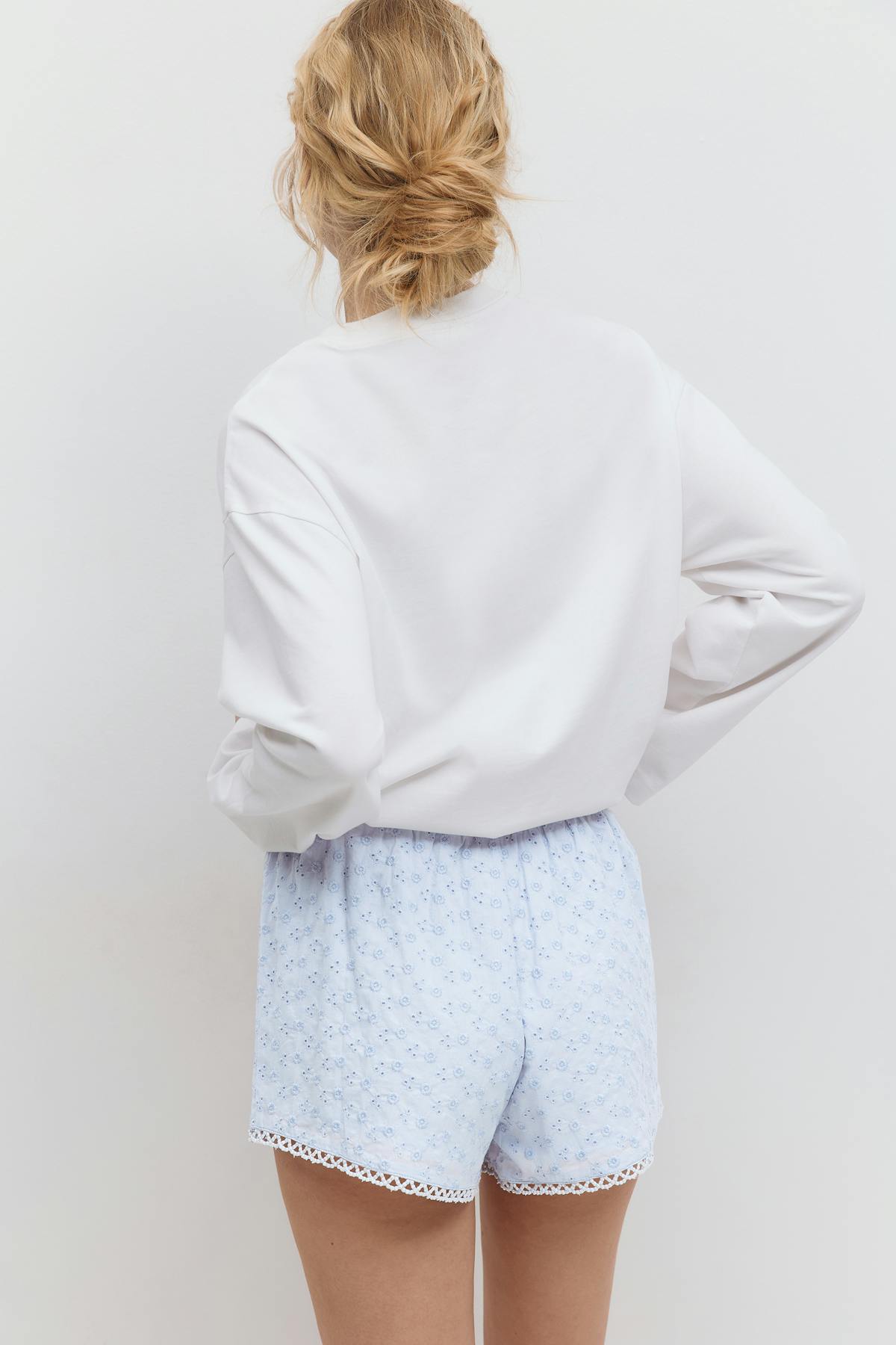 Broderie anglaise shorts - Blanc