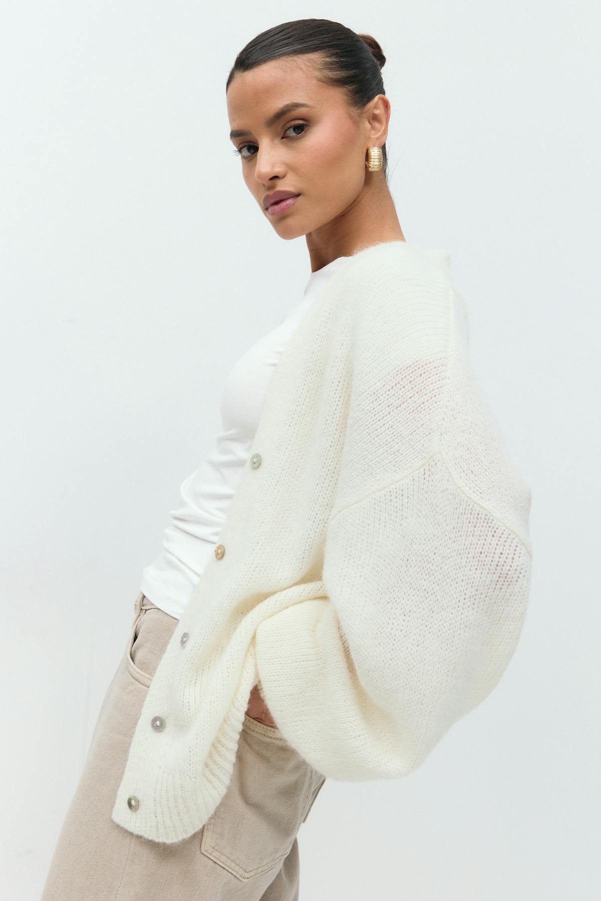 Chunky knitted cardigan - Ballet slipper