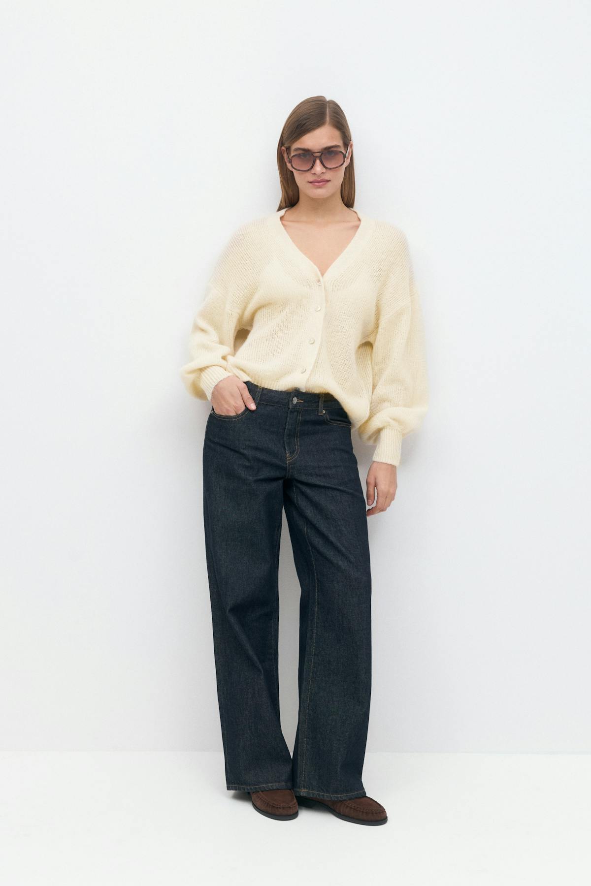 Chunky knitted cardigan - Blanc cassé