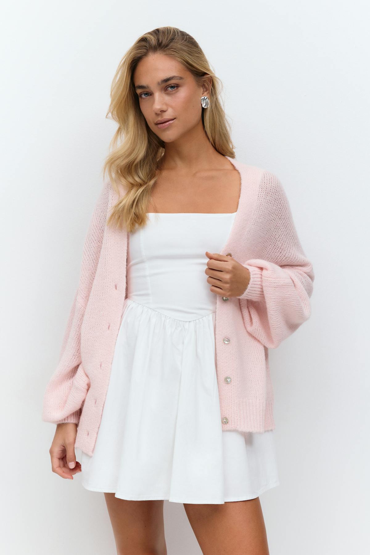 Chunky knitted cardigan - Gardenia