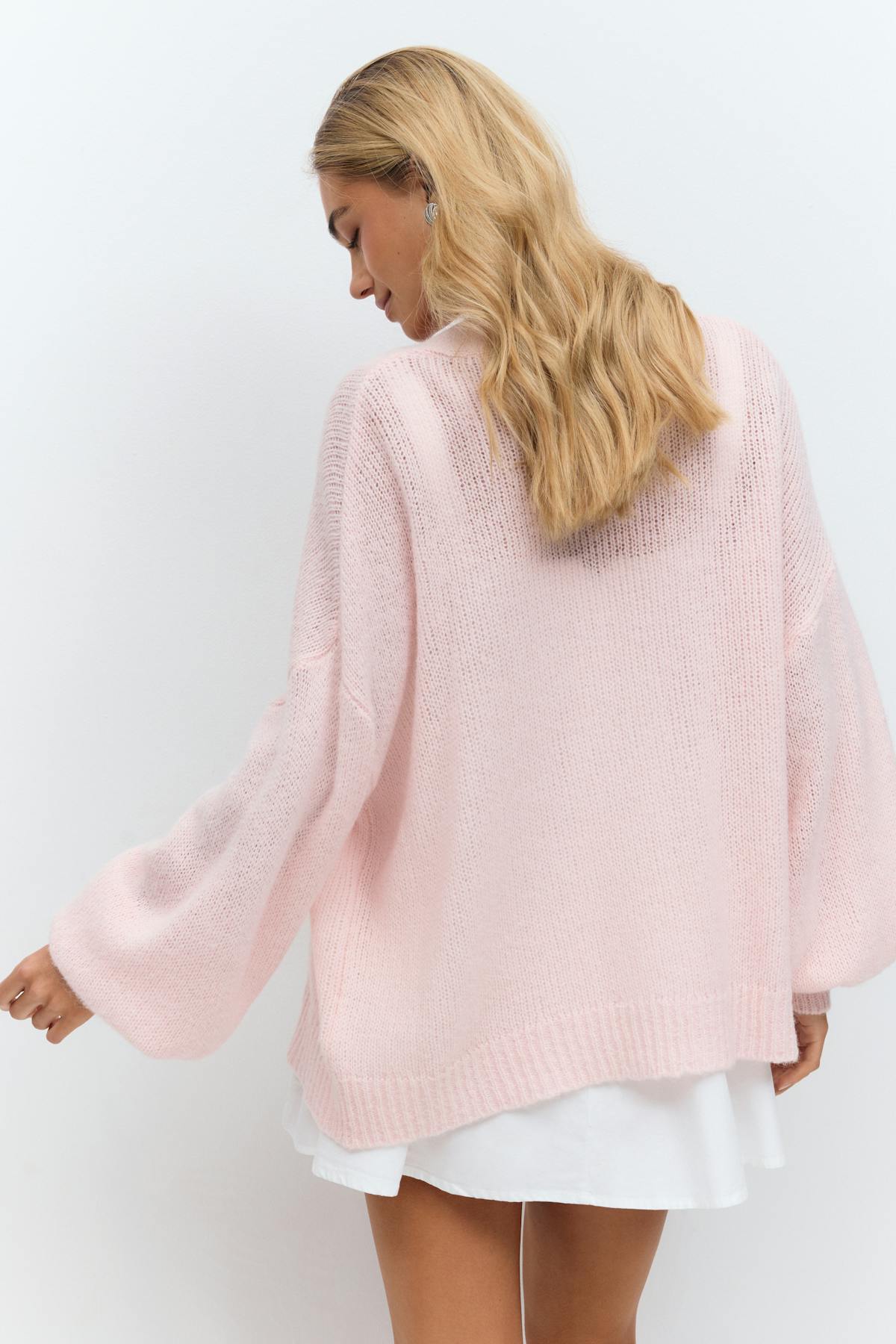Chunky knitted cardigan - Ballet slipper