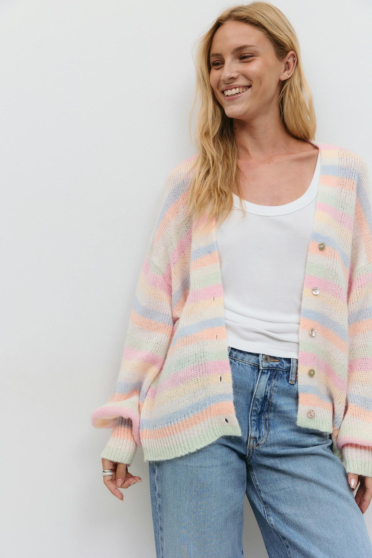 Chunky knitted cardigan - Vanilla yellow