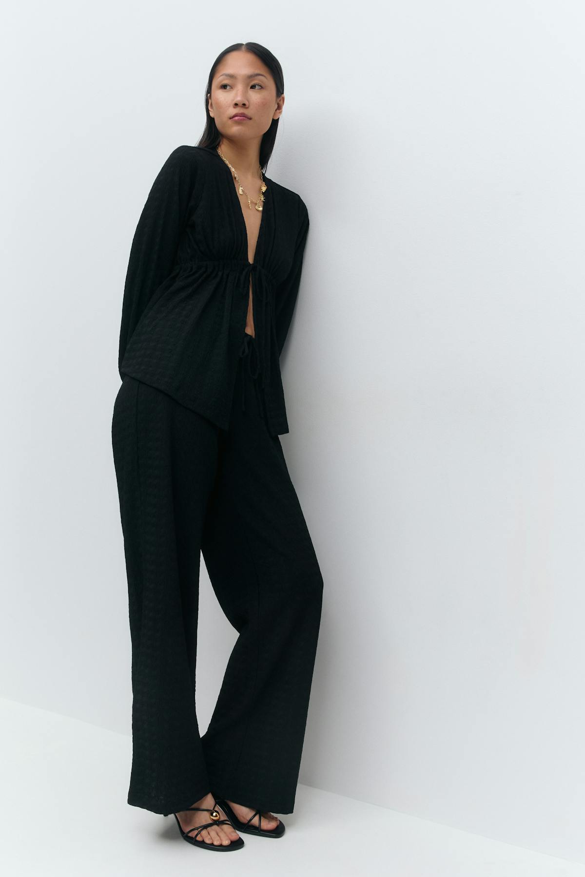 Textured trousers - Gardenia