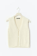 Knitted tape yarn vest - Blanc cassé