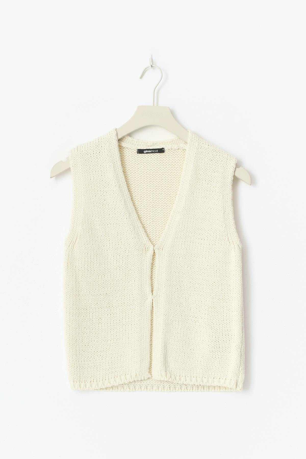Knitted tape yarn vest - Blanc cassé