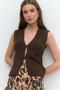 Knitted tape yarn vest - Blanc cassé