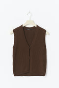 Knitted tape yarn vest - Chestnut