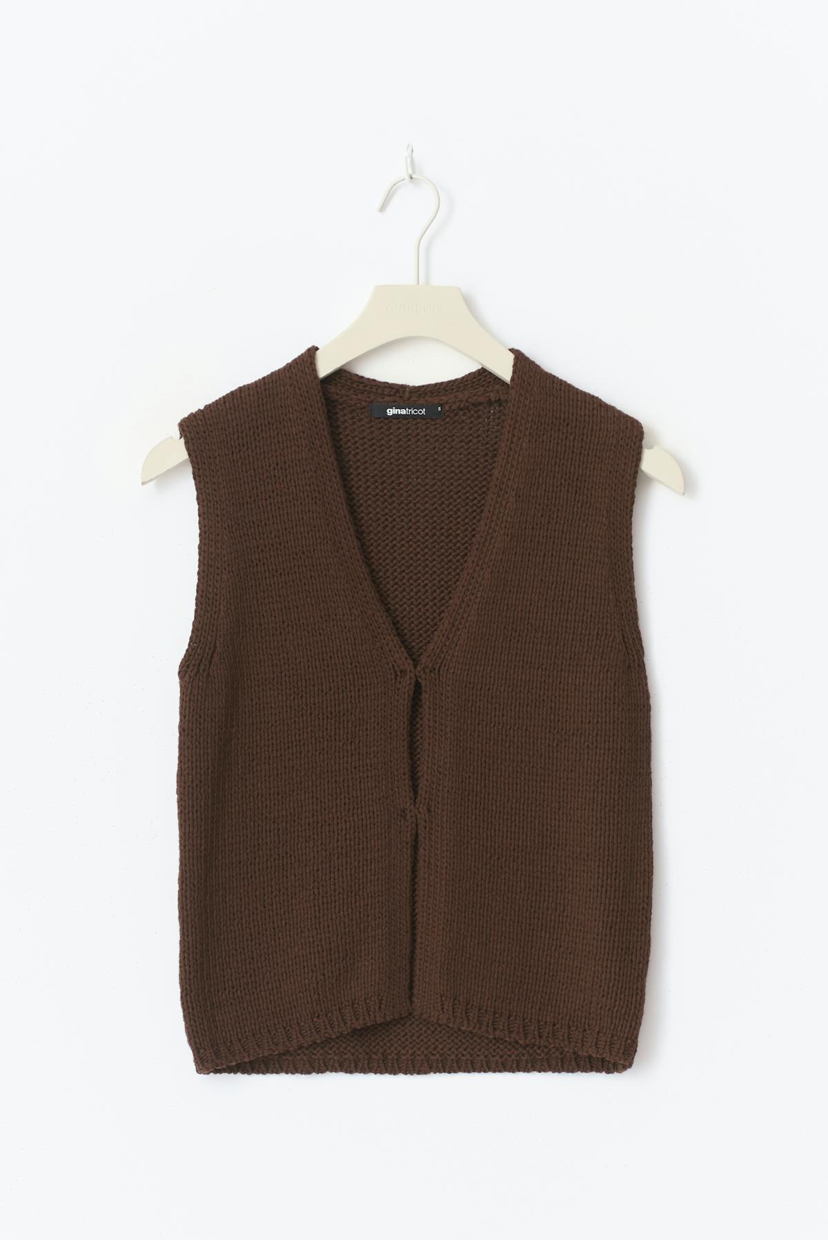 Knitted tape yarn vest - Chestnut