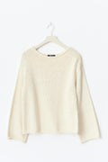 Knitted tape yarn sweater - Crème