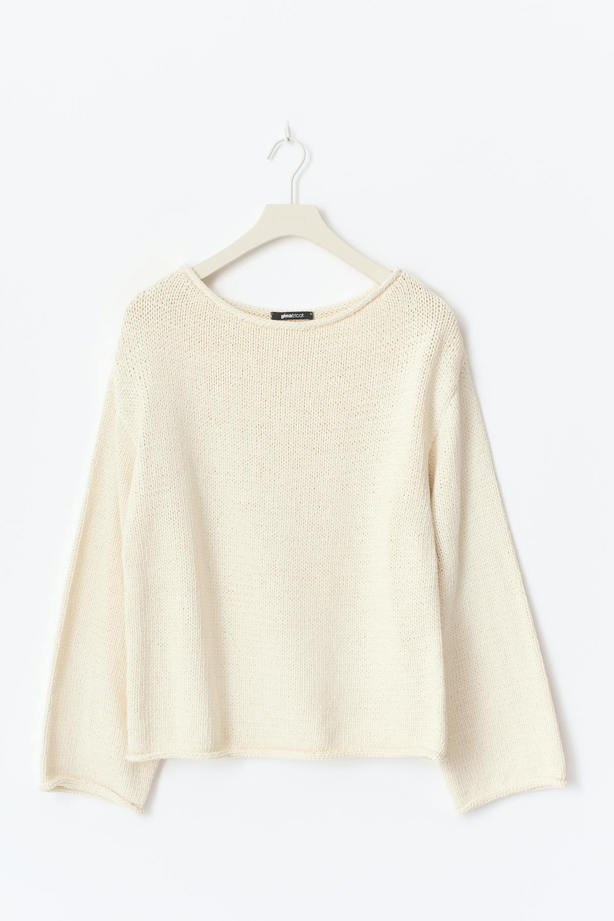 Knitted tape yarn sweater - Crème