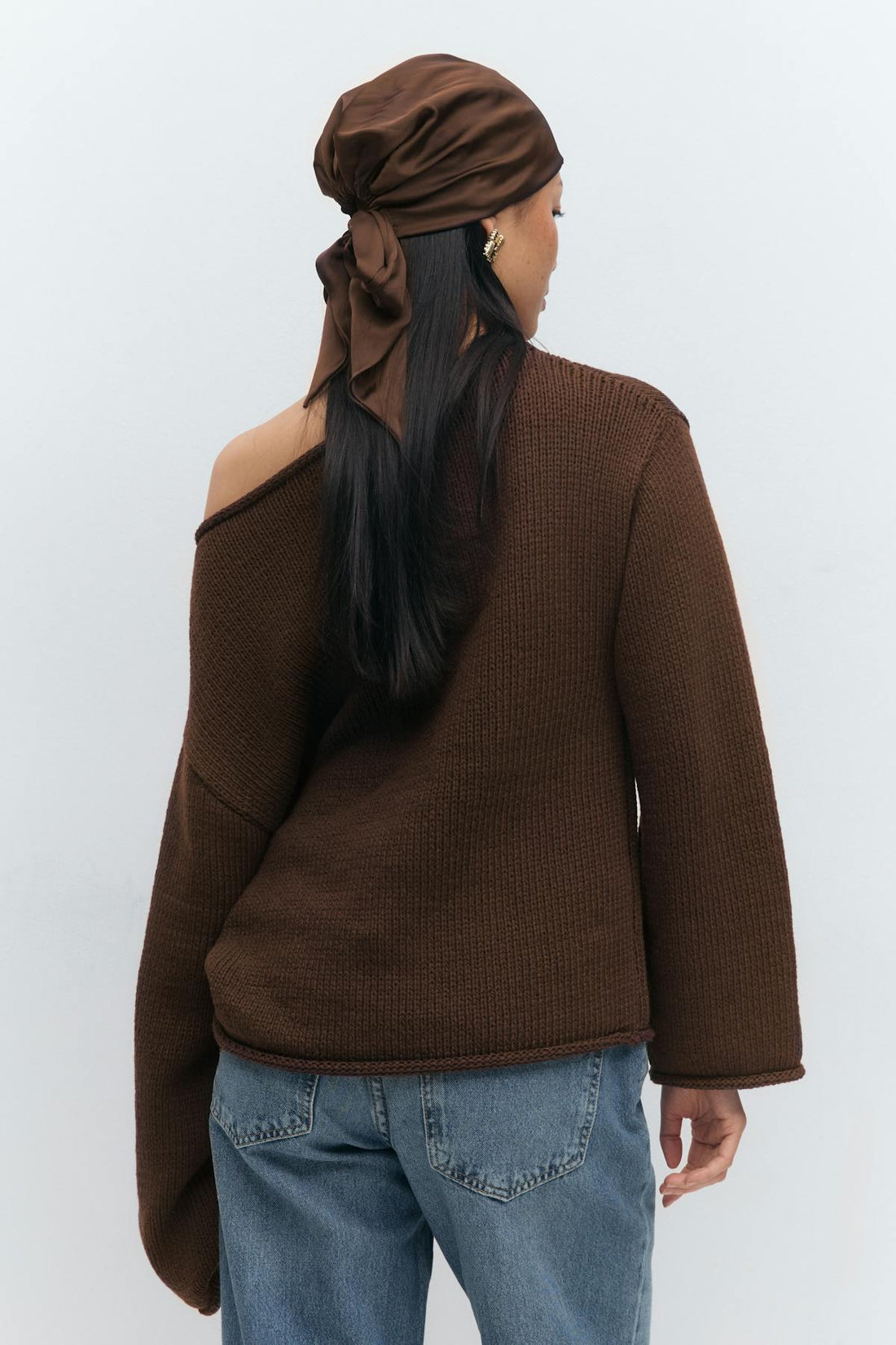 Knitted tape yarn sweater - Chestnut