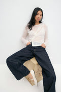 Asymmetric knitted cardigan - Mid grey mel