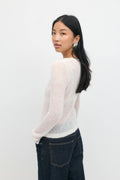 Asymmetric knitted cardigan - Gardenia