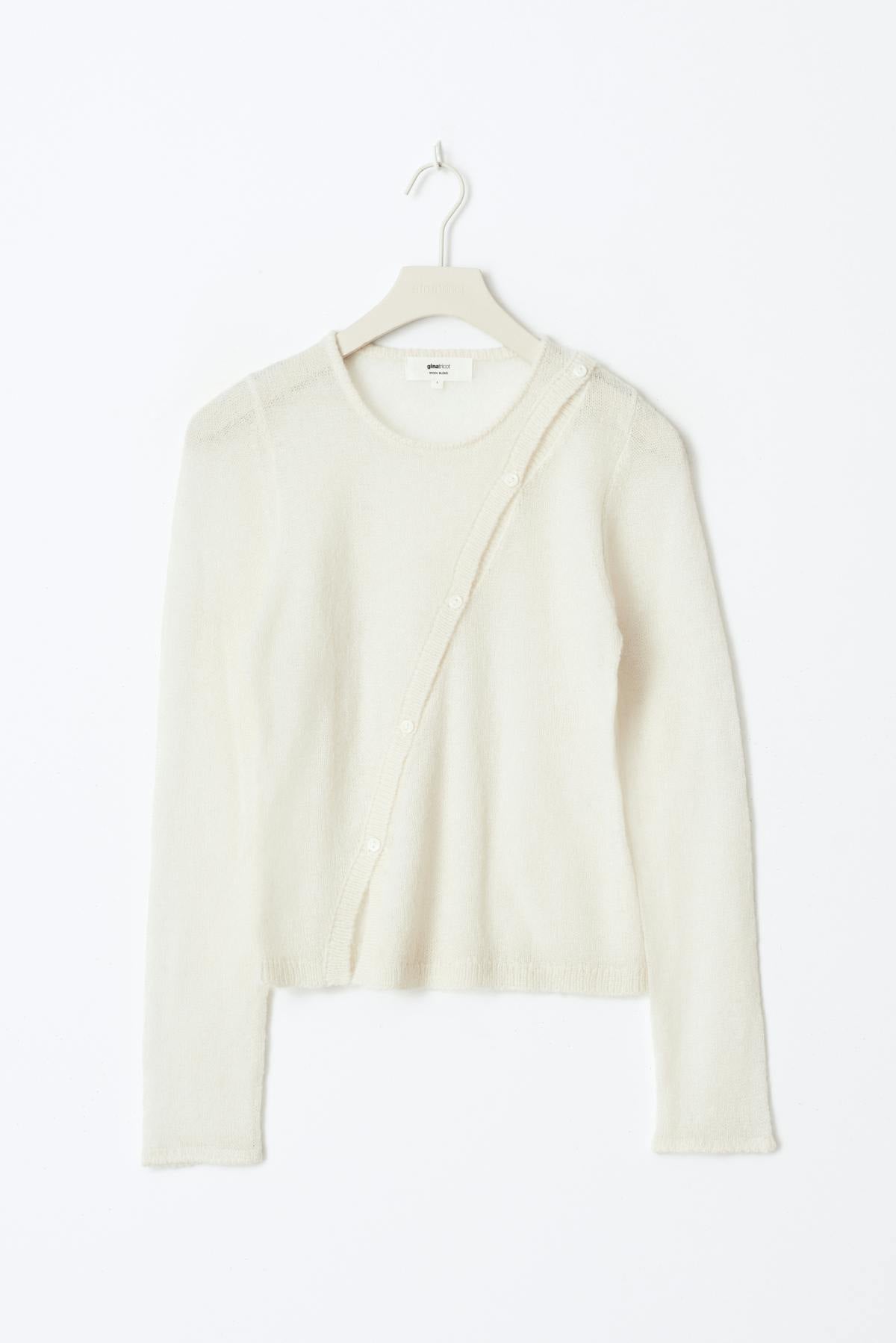 Asymmetric knitted cardigan - Gardenia