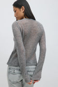 Asymmetric knitted cardigan - Mid grey mel