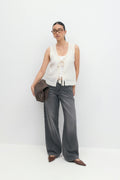 Knitted tie vest - Gardenia