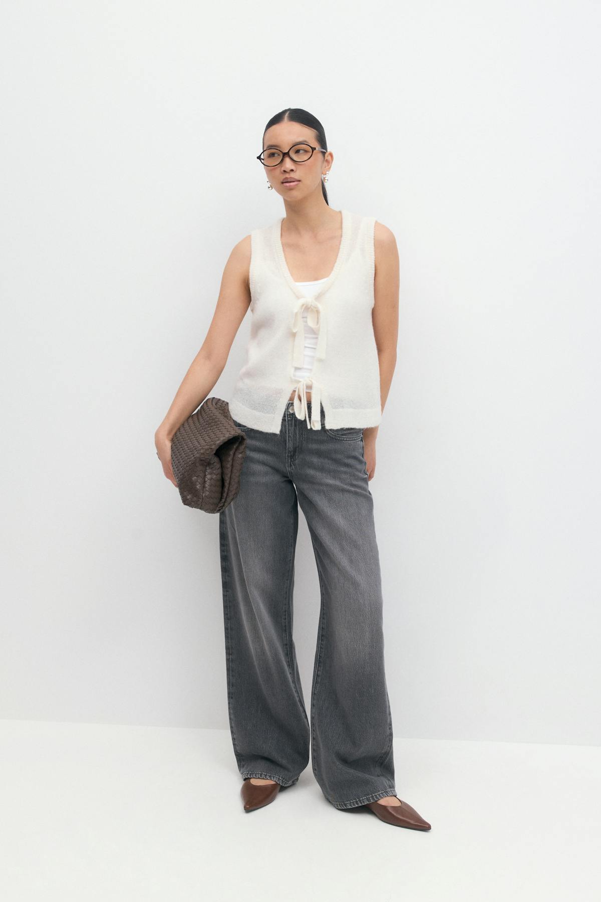 Knitted tie vest - Gardenia
