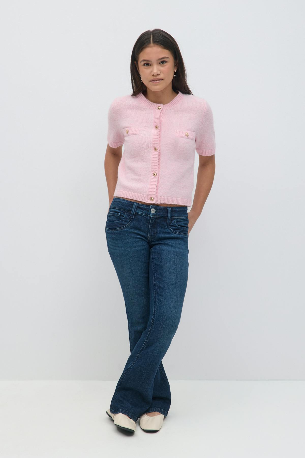 Scandi low waist bootcut jeans - Gris clair