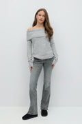 Scandi low waist bootcut jeans - Gris clair