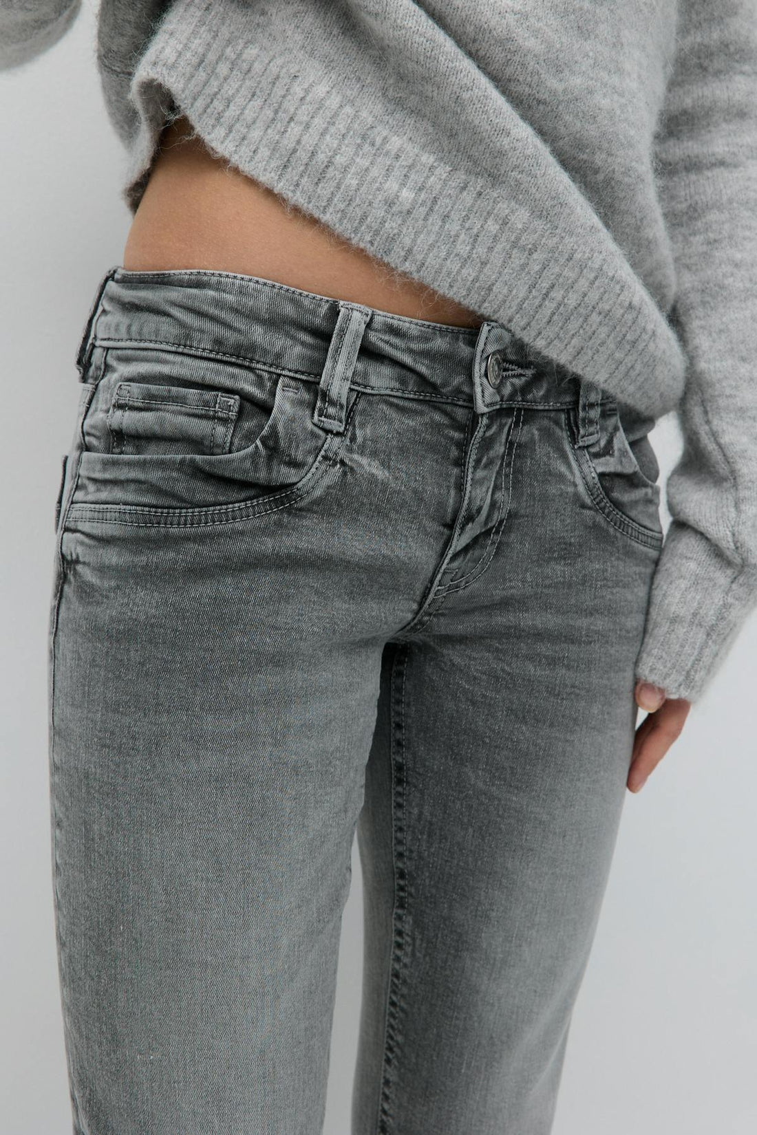 Scandi low waist bootcut jeans - Gris clair