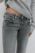 Scandi low waist bootcut jeans - Gris clair
