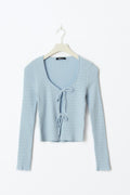 Pointelle knitted cardigan - Cashmere blue