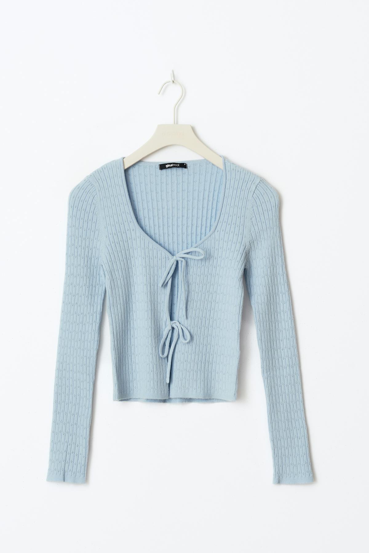 Pointelle knitted cardigan - Cashmere blue