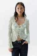 Embroidery top - Beige/black