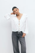 Frill tie blouse - Noir