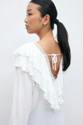 Frill tie blouse - Blanc