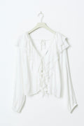 Frill tie blouse - Blanc