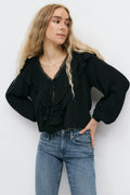 Frill tie blouse - Noir