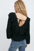 Frill tie blouse - Noir