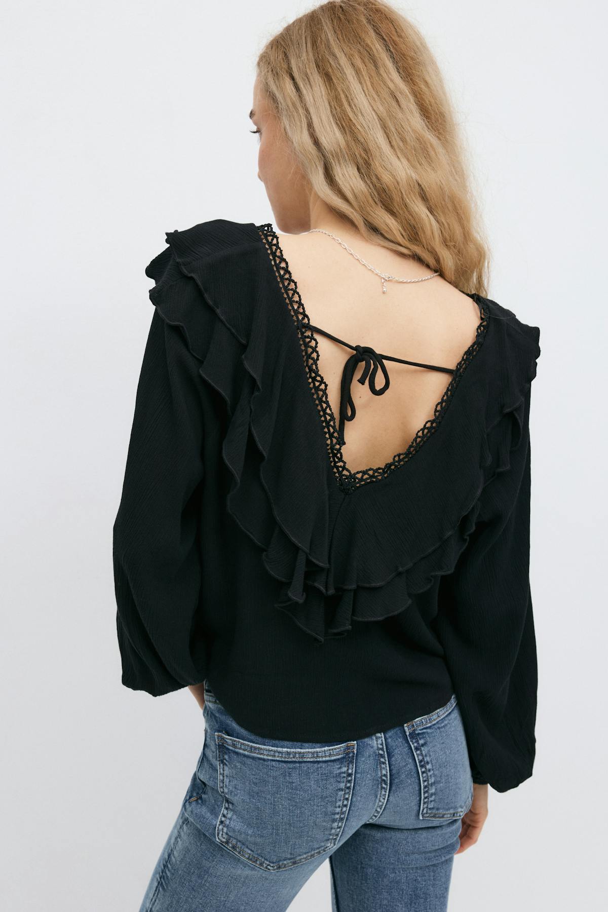 Frill tie blouse - Noir