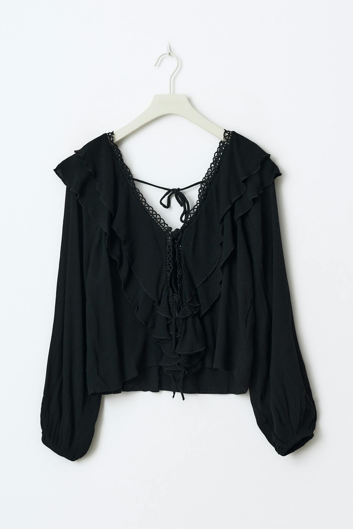 Frill tie blouse - Noir