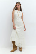 Lace midaxi dress - Marron