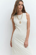 Lace midaxi dress - Egret