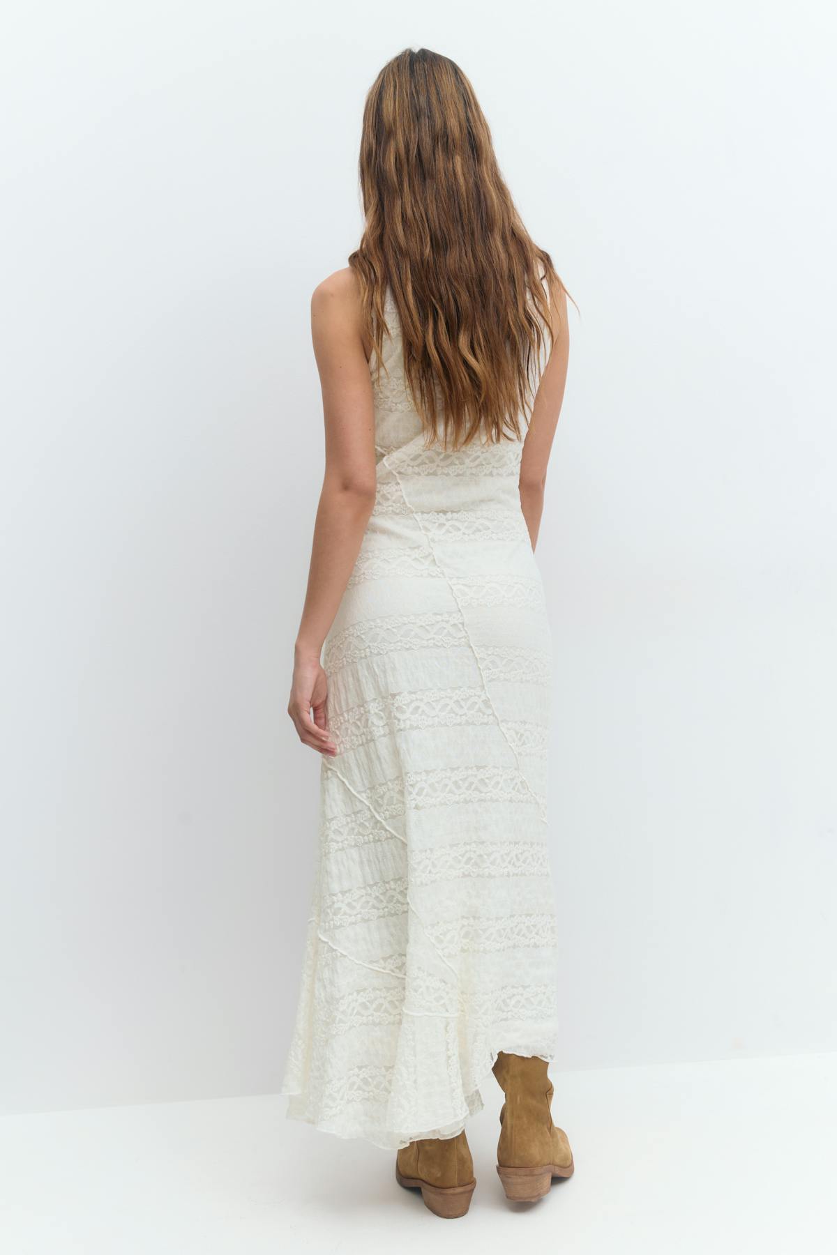 Lace midaxi dress - Egret