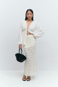 Knitted crochet skirt - Crème