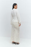Knitted crochet skirt - Crème