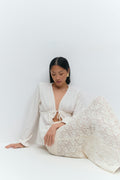 Knitted crochet skirt - Crème