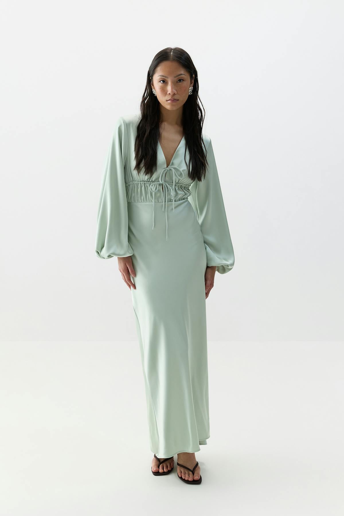 satin midaxi dress - Noir