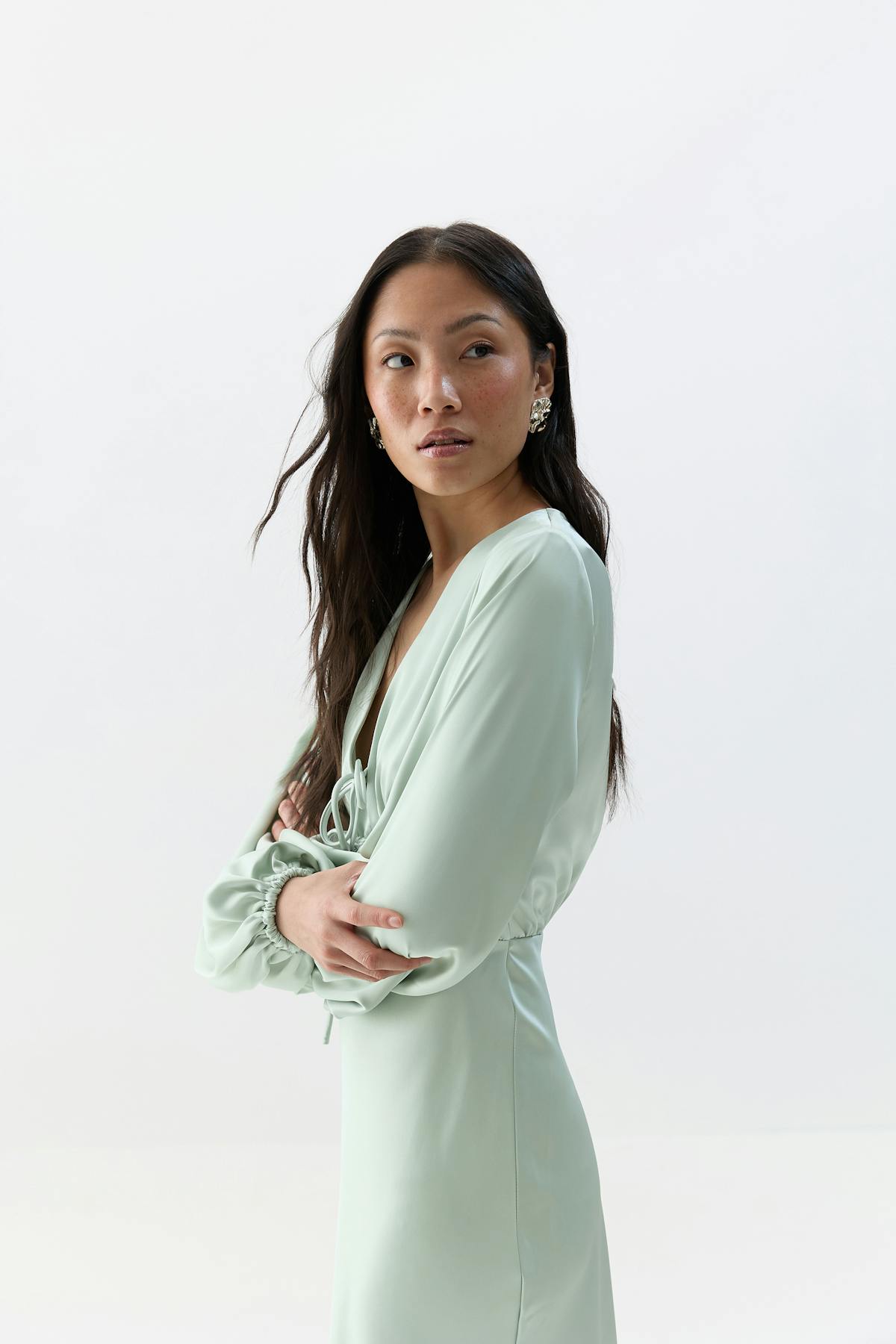 satin midaxi dress - Ponderosa pine