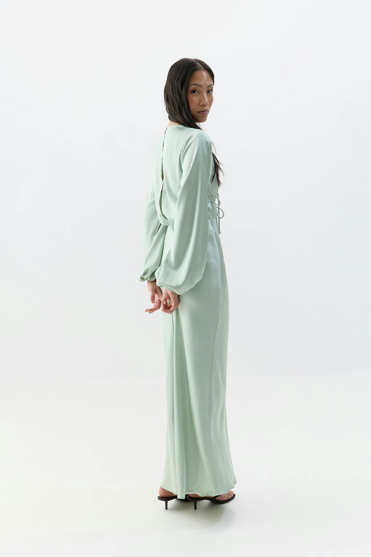 satin midaxi dress - Ponderosa pine